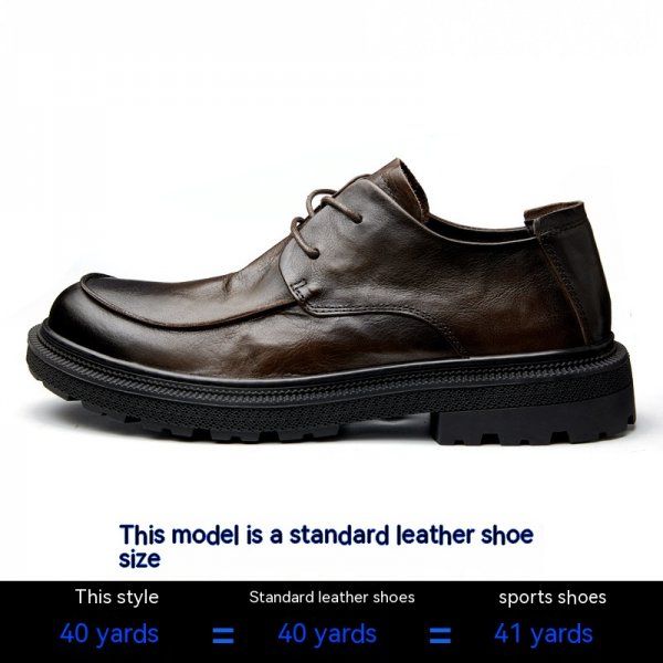 Men's Shoes Leather Round Head Breathable Retro British Casual Leather Shoes